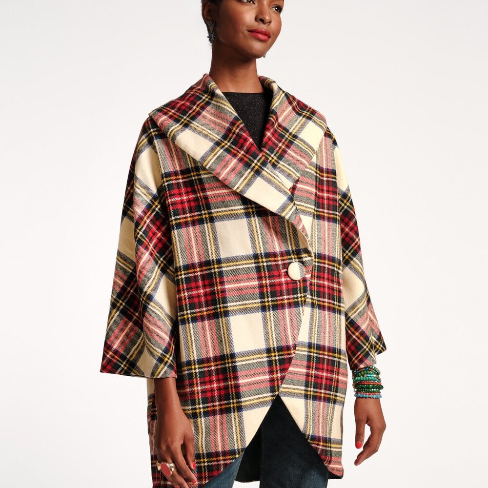 Frances Valentine Plaid Jacket in Red, Yellow, and Cream